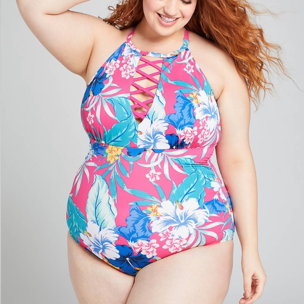 NWT 18W or 20W Lane Bryant Floral Ladder Swimsuit